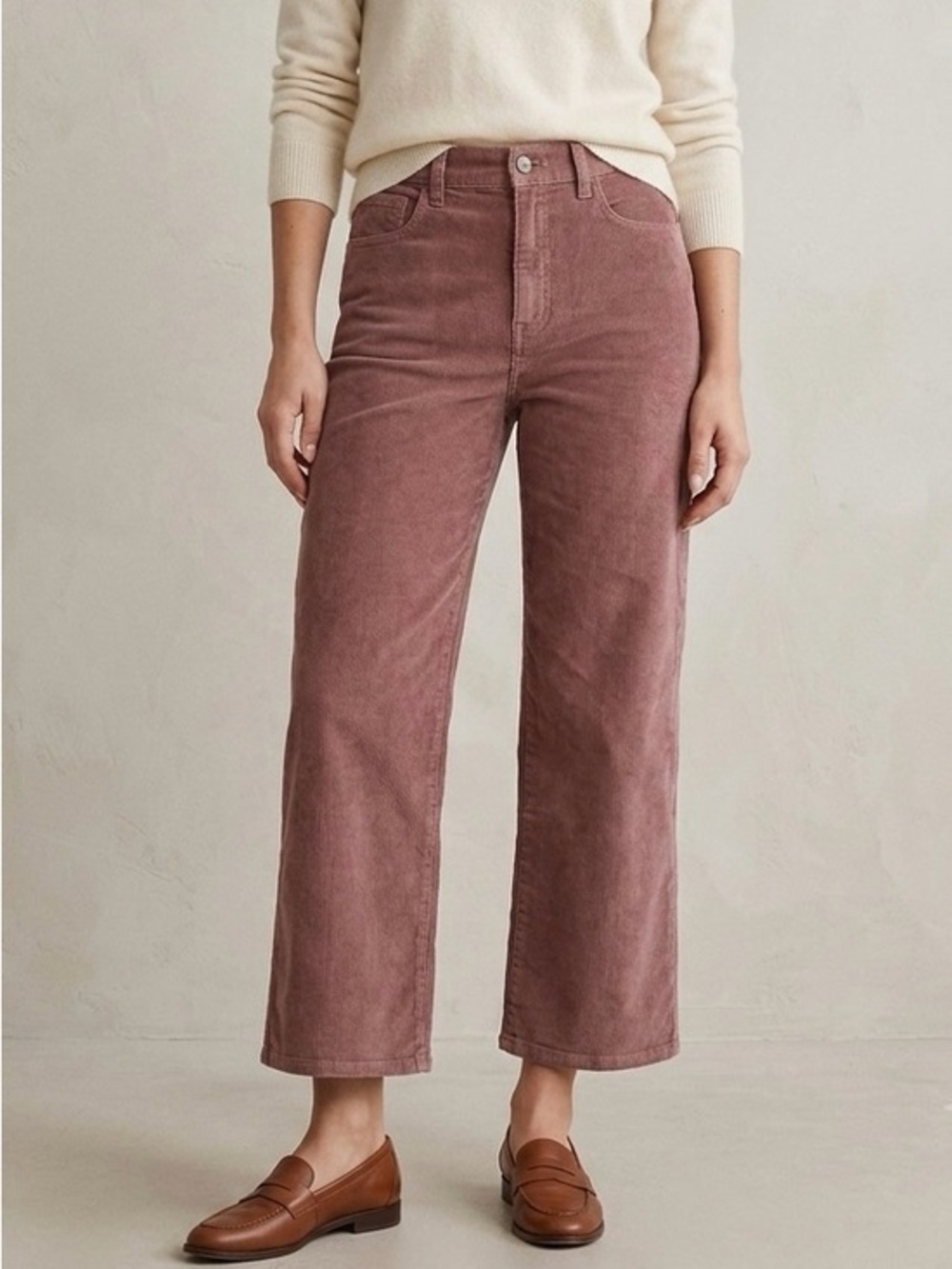J. CREW Petite Slim-Wide Leg Pant In Corduroy Smoky Willow Wood 28P CN737 NWT